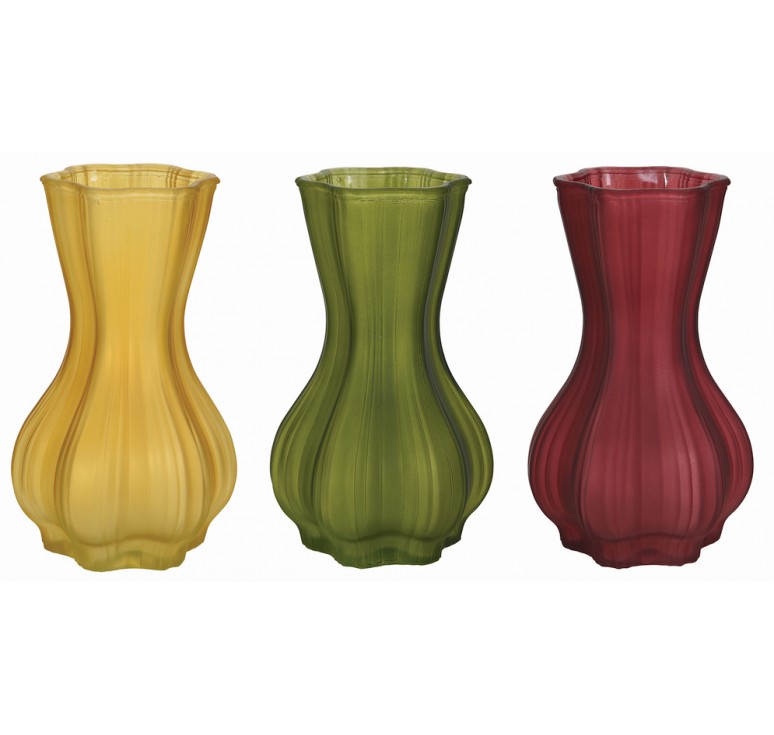 Frosted, Ribbed Glass Vase